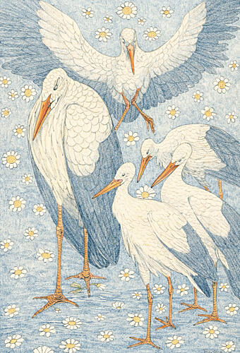 Stork Family Art Print