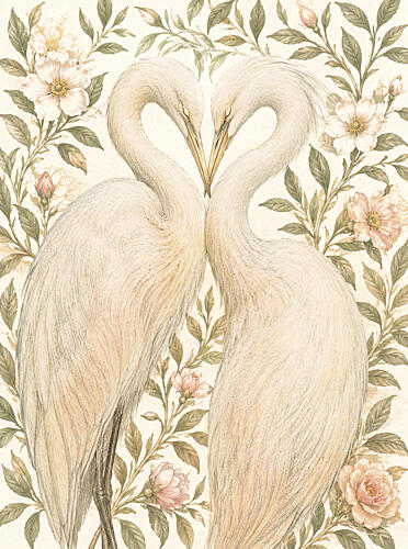 Heart Cranes Art Print