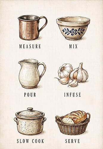Cooking Essentials II Art Print by V. Larkspar
