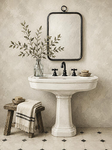 Elegant Bath II Art Print by V. Larkspar