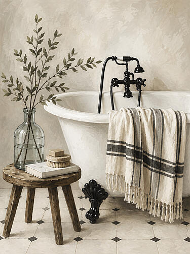 Elegant Bath I Art Print by V. Larkspar