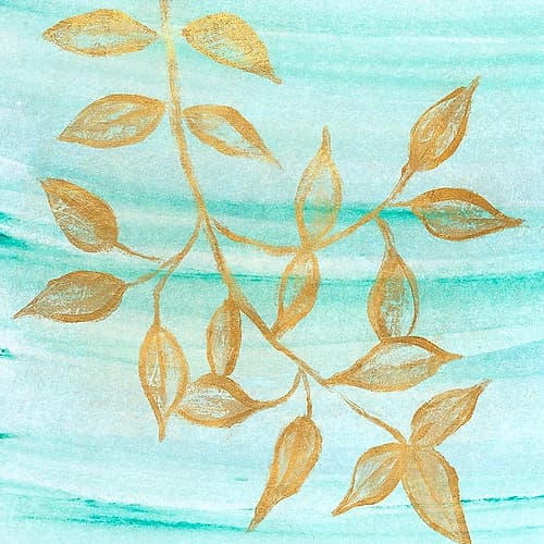 Gold Moment of Nature on Teal II Art Print