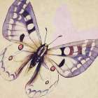 Lavender Butterfly on Cream Art Print