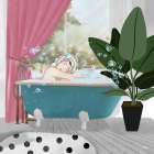 Pop of FLoral Bath II Art Print