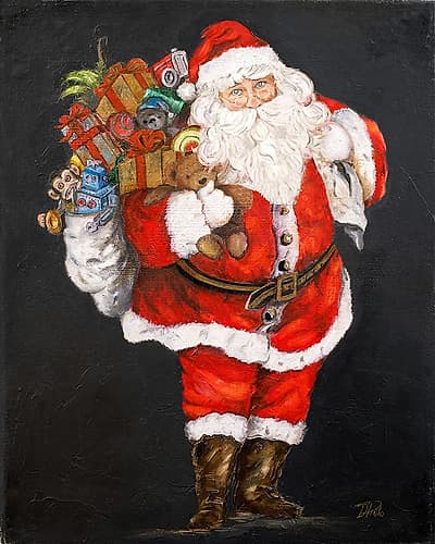 Jolly and Joyful Night Santa Art Print