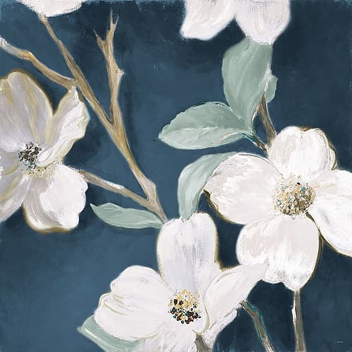 Bella Fiori on Navy I Art Print