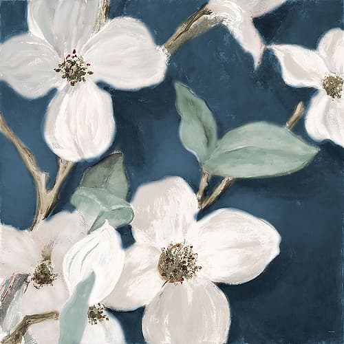 Bella Fiori on Navy II Art Print