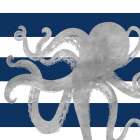 Silver Coastal on Blue Stripe II Art Print