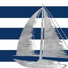 Silver Coastal on Blue Stripe IV Art Print