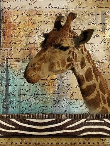 Madagascar Safari with Blue I (Giraffe) Wildlife Print