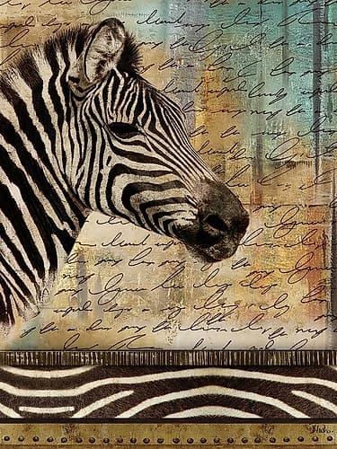 Madagascar Safari with Blue II (Zebra) Wildlife Print