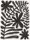 Fern and Flower Lines Black Art Print
