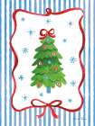 Christmas Bows II Blue Stripes Art Print