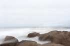 Misty Shore on The Rocks Art Print
