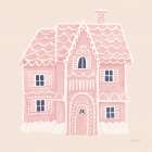 Gingerbread Dream House I Pink Square Art Print