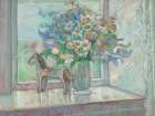 Flowers and Horse Figure By Window Art Print