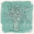 Zinnias in Glass Jar Sketch Art Print