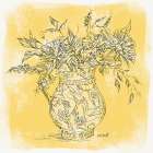 Zinnias in Pitcher Sketch Art Print