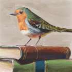 Academia Bird Study Neutral Art Deco Print