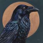 Crow By Golden Moon Art Print
