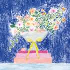 Flower Vases and Books Square Art Print