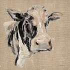 Expressionistic Cow I Neutral Burlap Art Print