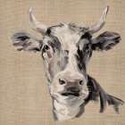 Expressionistic Cow II Neutral Burlap Art Print