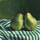 A Pair of Pears On Tablecloth Art Print