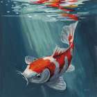 Koi Fish in a Sun Beam Art Print