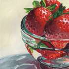 Glass Bowl Of Strawberries Art Print