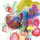 Falling Strawberries Art Print