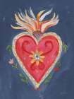 Fridas Heart I Dark Blue Art Deco Print