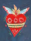 Fridas Heart II Dark Blue Art Deco Print