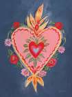 Fridas Heart III Dark Blue Art Deco Print