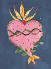 Fridas Heart IV Dark Blue Art Deco Print
