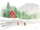 Winter Village Folk Art Print