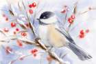 Watercolor Chickadee Art Print