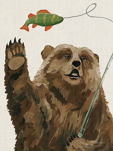 Grizzlys Catch Cream Art Print