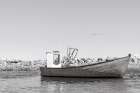 Fishing Boat Rest BW Art Print