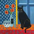 Black Cat Art Deco Print