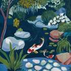 Koi in the Garden Art Print