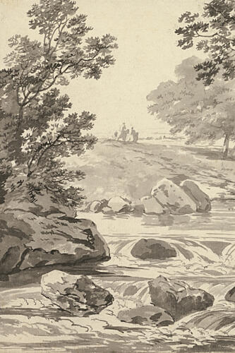 River with Angler I Art Print