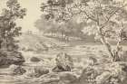 River With Angler III Art Print