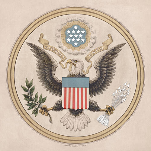 American Eagle Badge Art Print by Wild Apple Portfolio