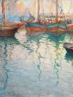 Boats In Sornainen Teal Art Print