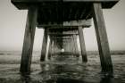 Sun Split Pier Sepia Art Print