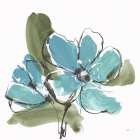 Teal Blooms I Art Print