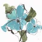 Teal Blooms II Art Print