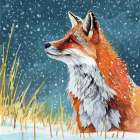 Fox In The Flurries Art Print