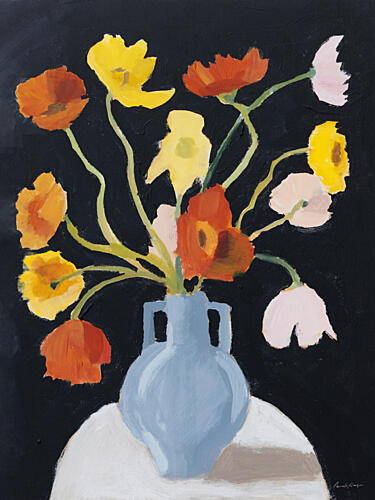 Poppies on Black Moderne reproduction
